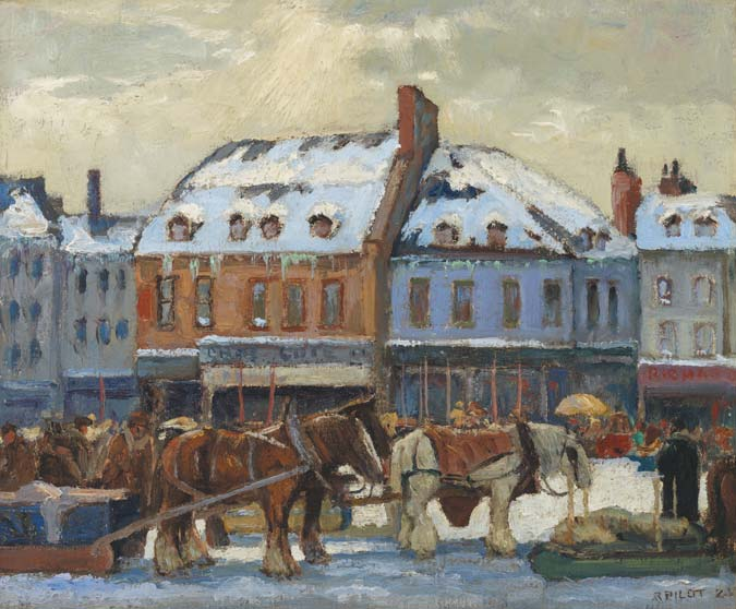 ROBERT WAKEHAM PILOT Market Place oil on canvas, signed and