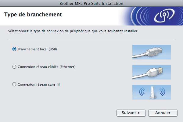 5 USB Instller le logiiel MFL-Pro Suite Insérez le CD-ROM fourni ns le leteur orresponnt. e Mintosh Lorsque et érn s'ffihe, liquez sur OK. Pour M OS X 0.3.