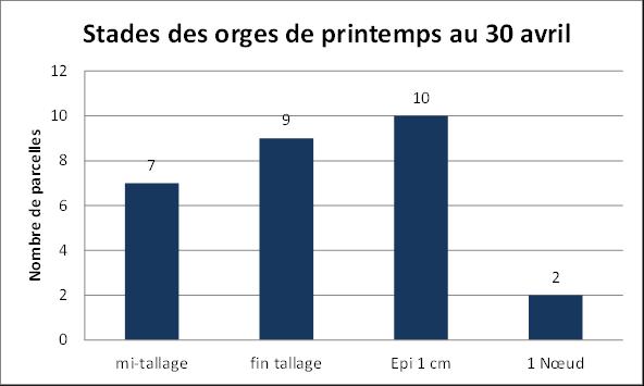 Sur 20 parcelles observées, 6 montrent la présence de rouille naine sur F3 (entre 10 et 100% des plantes atteintes) et 4 parcelles sur F2.