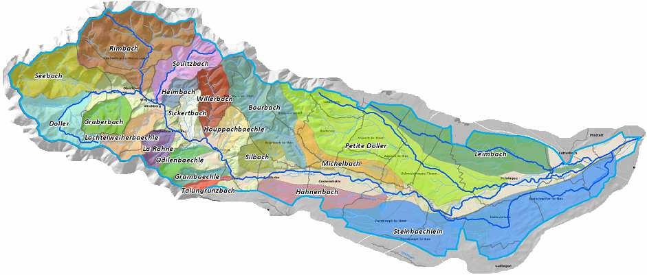 Diagnostic des enjeux du SAGE Le bassin versant en chiffres Le bassin versant s étend sur 30 communes de SEWEN à MULHOUSE pour une superficie totale de 280 km² (8 % du département du Haut-Rhin).