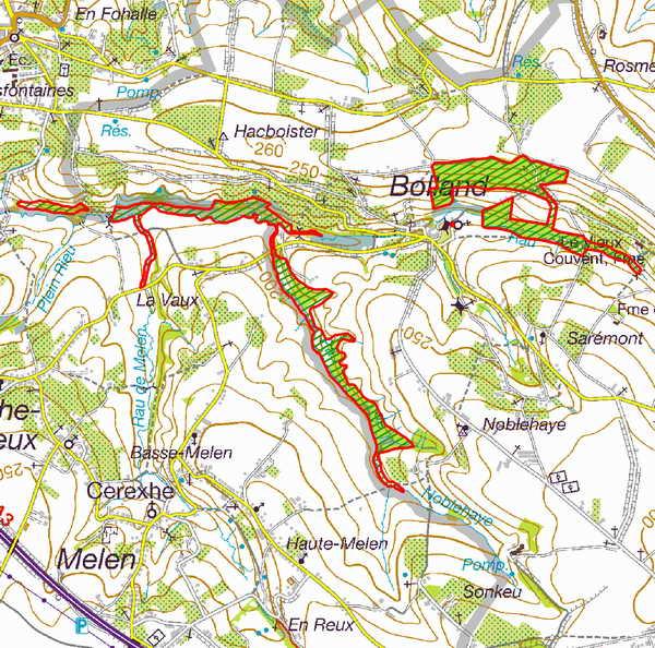 Nom : Vallée du Ruisseau de Bolland Code : BE33005 Surface : 49 ha. Fiche détaillée : BE33005 Commune(s) : Herve (42 ha.) Soumagne (5 ha.) Blégny (2 ha.) Cantonnements(s) : Verviers (39 ha.