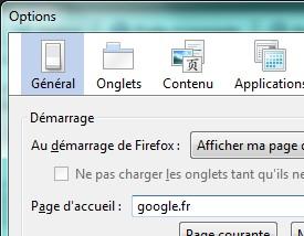 Dans l'onglet Général, effectuez la même manipulation que pour Internet Explorer : Fonctionnement du moteur de recherche GOOGLE 1- Entrez des mots clés