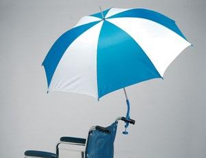 en fibres creuses, housse en polyester AD121587 90,00 1 Parasol et parapluie pour chaise roulante Ce solide parasol-parapluie est vissé avec un collier de serrage sur un montant ou une