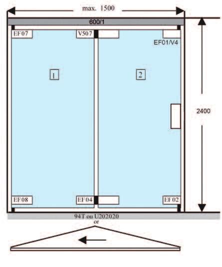 Systèmes pour portes repliables Folding door systems Easyfold 2 volumes - 2 panels Accessoires nécessaires / References needed : 600/1