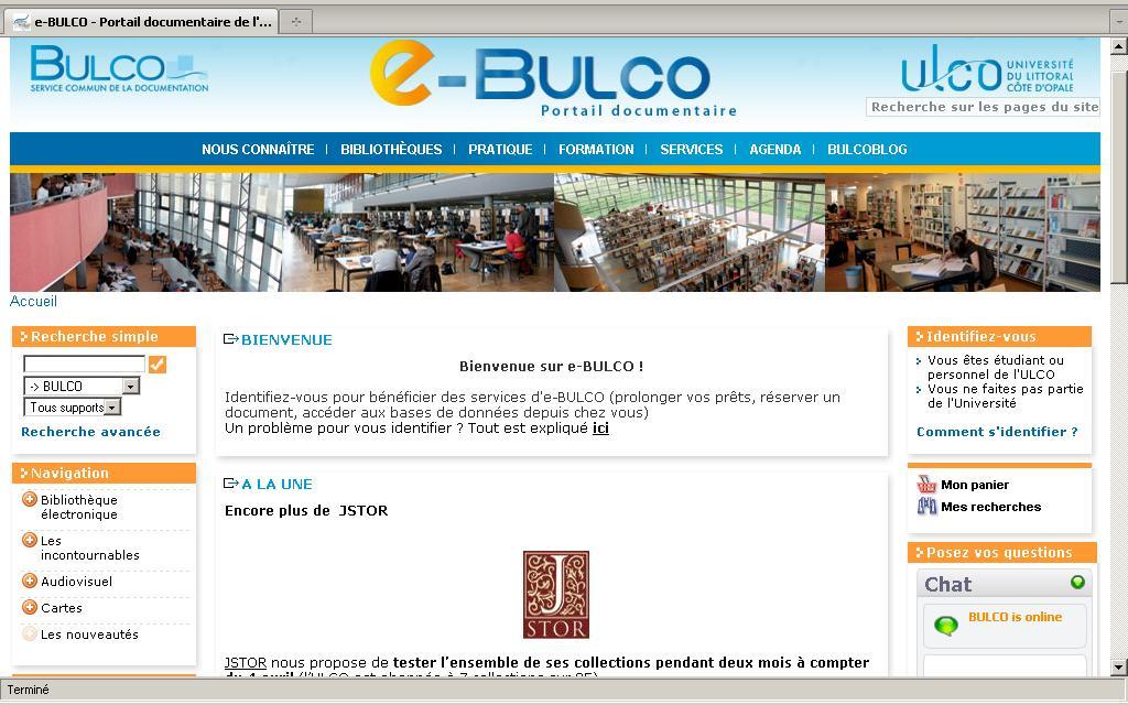 Rappel : LE PORTAIL E-BULCO Le portail documentaire e-bulco regroupe 1) Le catalogue de la BULCO 2) Les