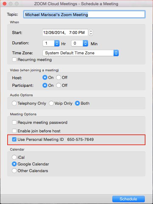 Cocher Use Personal Meeting ID pour programmer avec PMI. Programmer PMI sur le portail web Login avec votre compte à etsmtl.zoom.