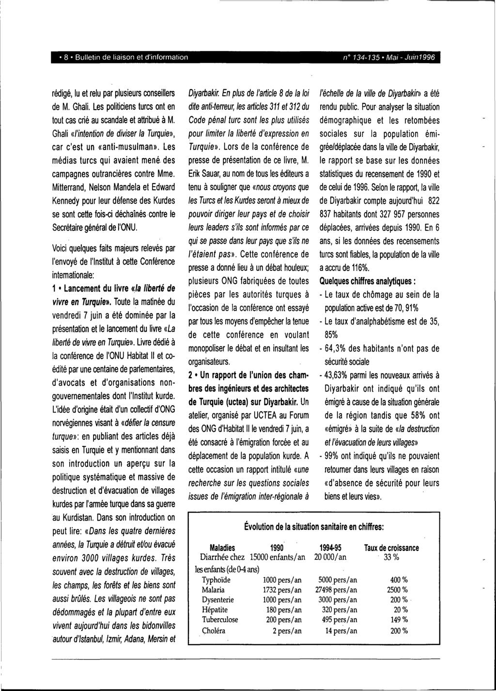8' Bulletin de liaison et d'information n 134-135' Mai - Juin1996 rédigé, lu et relu par plusieurs conseillers de M. Ghali. Les politiciens turcs ont en tout cas crié au scandale et attribué à M.