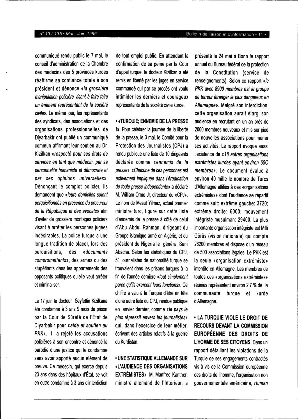 flo 13-'+-135. Mnl - JUIn 1996 Bulletin de liaison et d'information.