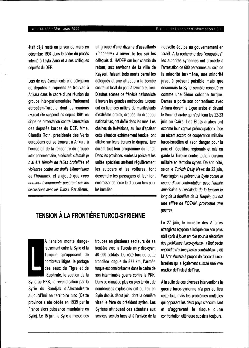 /I 0 13-'+-135 Mnl - JUlII 1996 Bulletin de liaison et d'lilfo!