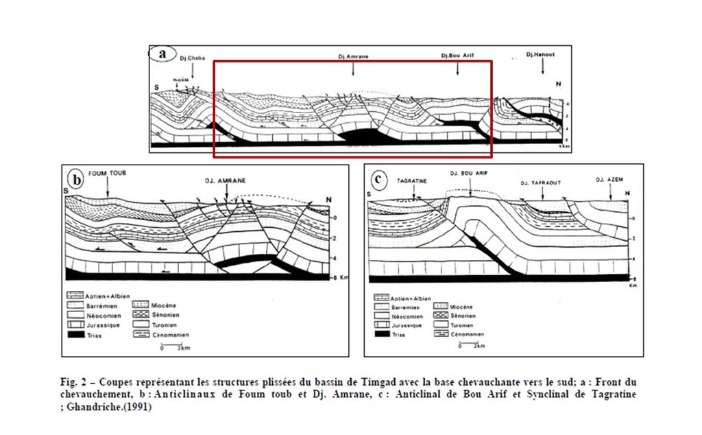 accordance des dépôts miocènes-crétacés (sur le versant nord de ce dernier) (Fig.86). Fig. 85 : Vue de la structure de Dj.