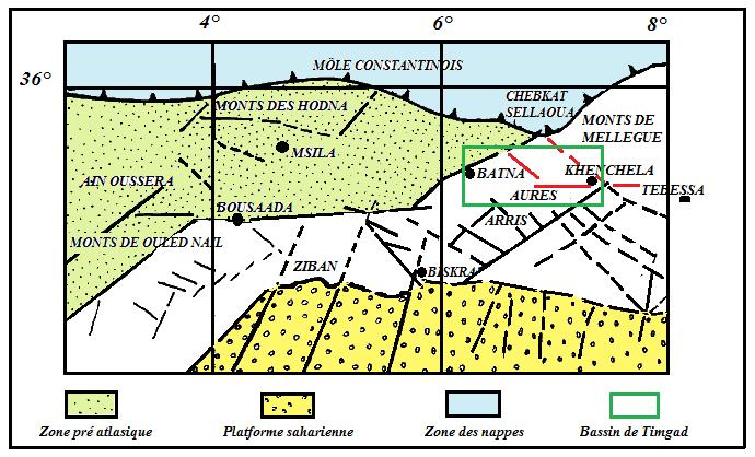 4.2.Reconstitution tectonique du Bassin de Timgad Après avoir évoqué l histoire tectonique régionale, on entame ainsi celle du Bassin de Timgad, notre zone d intérêt.