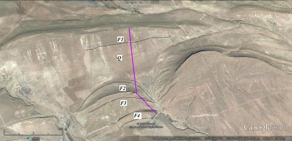 1. Coupe de Kef Menchar (versant SE de Dj. Bou Arif) Cette coupe a été levée sur le versant SE de Dj. Bou Arif, le coté qui donne sur le Bassin de Timgad. Elle est à 13km, WSW de la ville de Chemora.