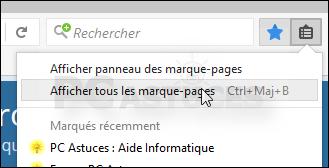 Dans Firefox, cliquez sur l'icône Afficher vos marque-pages. 2.