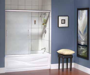 vibe porte de baignoire en alcôve vibe Porte coulissante sans cadre 5 mm / 3/16" à 2 panneaux pour baignoire-douche Poignée stylisée en aluminium Piste de glissement prévenant l accumulation de