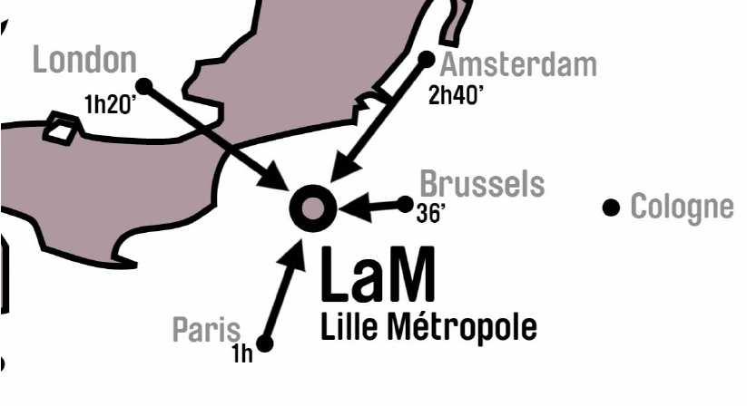 L atout d une situation transfrontalière - Au cœur de l Euro-métropole : plus de 30 millions d habitants à moins de 2h du musée - À 20 minutes du centre de Lille et au cœur d un cadre de verdure - Au