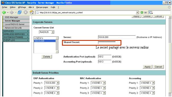 Toujours dans le menu SECURITY, cliquez maintenant sur SSID Manager afin de définir un SSID et de sélectionnez l utilisation du