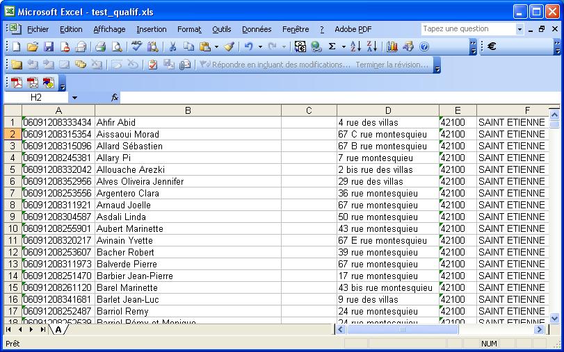 PAGE 16 CAPTURE DES PROFESSIONNELS Importation d un fichier d adresses à partir d Excel Vous avez, par exemple, un fichier Excel qui comprend des adresses avec les champs suivants «nom prénom»,