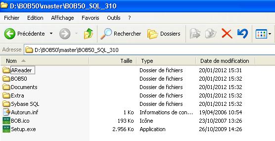 2. Installation monoposte du logiciel BOB 50 SQL Exécuter le fichier SETUP(.EXE) qui se trouve dans le répertoire dézippé.