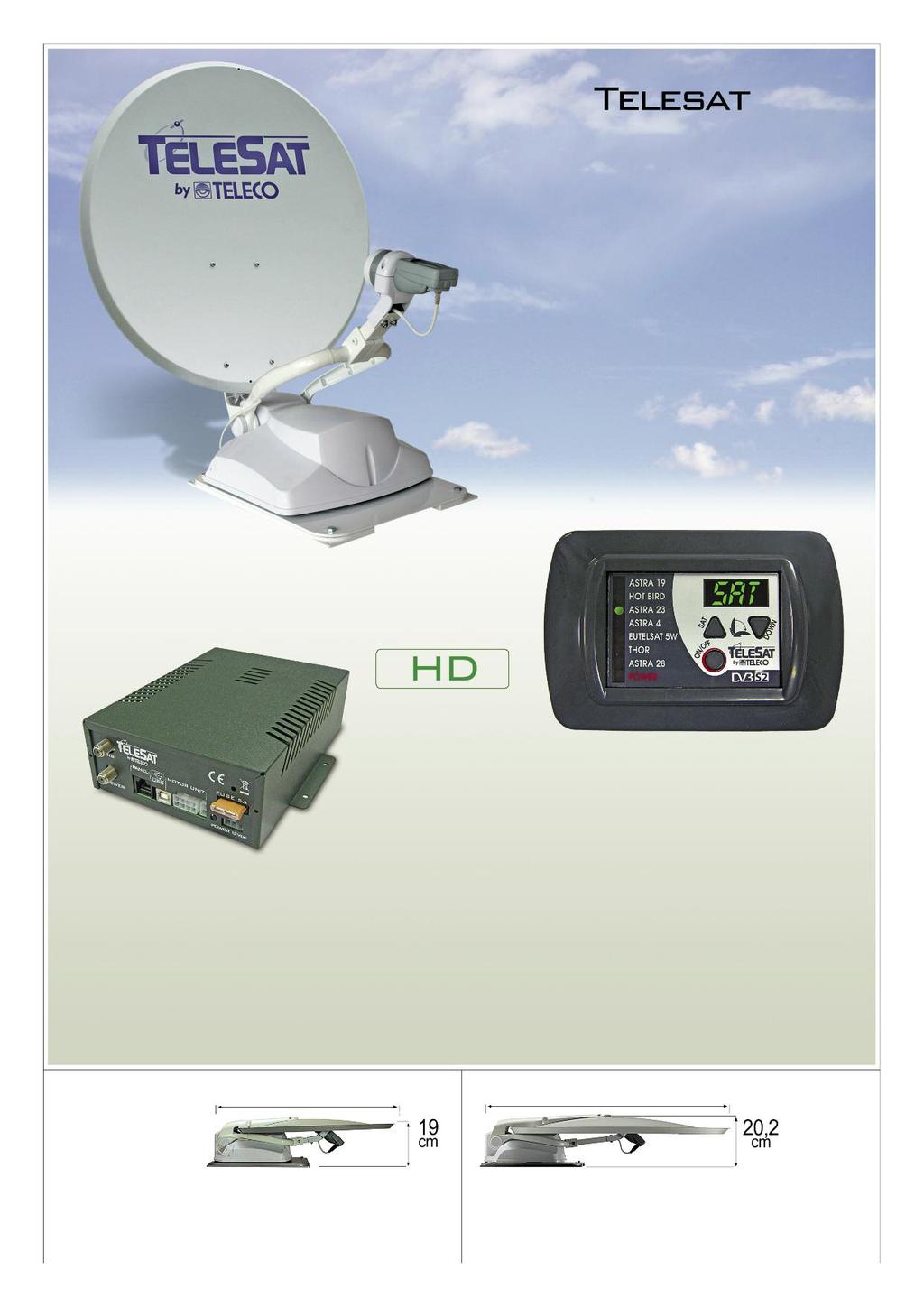 Antenne satellite automatique HD avec tableau de commande mural Système de pointage Autonome avec tableau de commande mural pouvant être accouplé à n importe quel Récepteur Satellite ou TV Sat (non