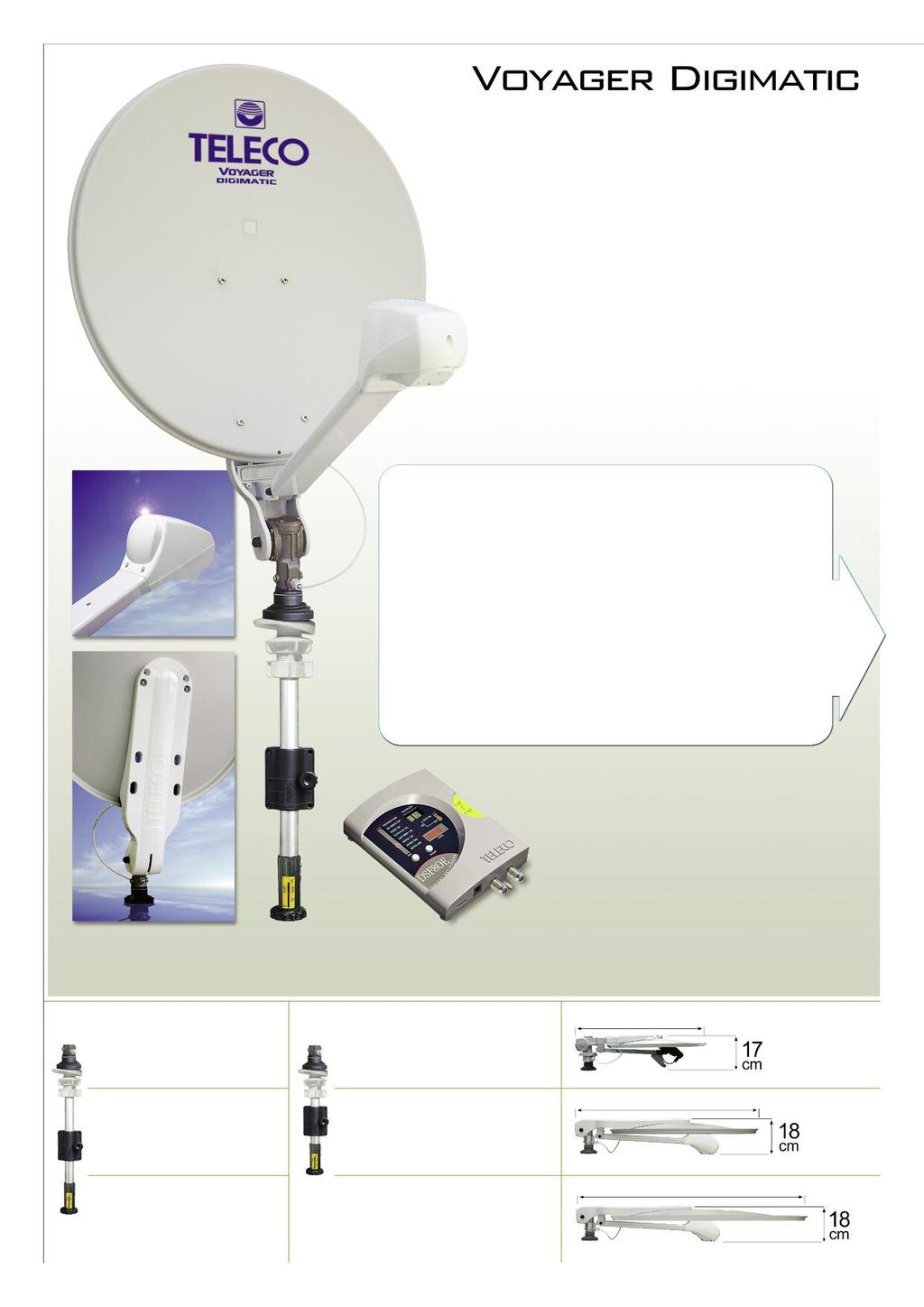 Antenne Satellite Manuelle avec Pointeur Numérique équipé d Inclinomètre électronique Le Voyager Digimatic a été spécialement conçu et réalisé par Teleco pour permettre à l utilisateur le pointage