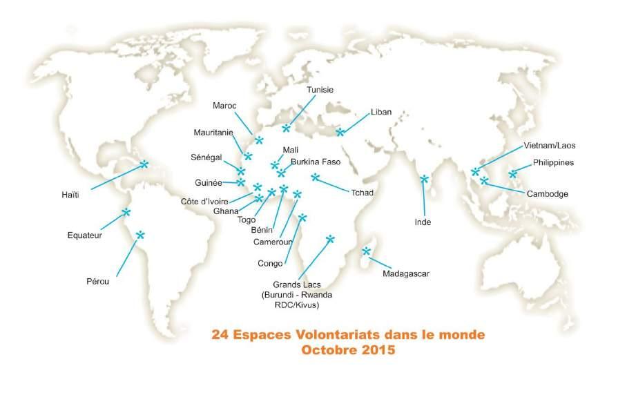 France Volontaires dans le monde 15 000 volontaires par an 50 membres de la plateforme (dont 5 ministères et 34 associations) 55 pays d intervention 24
