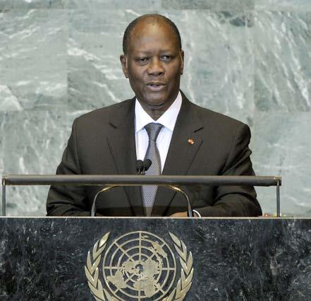 Le Président Alassane Ouattara à la tribune de l