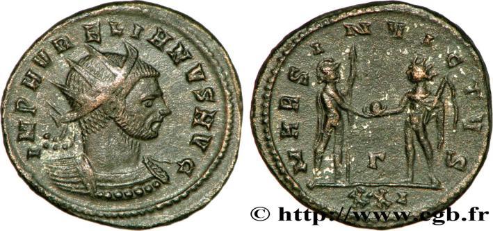 * Aurélianus d'aurélien, Cyzique, 275(début-été) ap. J.-C. Type "Mars Invictus" [RIC V(1).