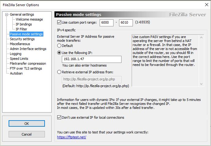 Si vous n'arivez pas a ouvrir les ports avec la box de votre FAI, postez un message ici. 2- Configurer le mode passif de FileZilla Server.