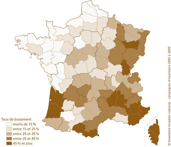 Le bois la Bretagne (13 %), le Poitou-Charentes (15 %). Ces régions font partie d un grand quart nord-ouest qui représente environ 15 % de la surface forestière. Figure 1.