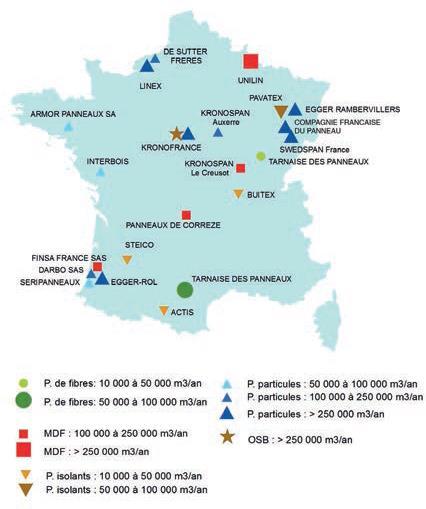 Contexte : marché français PAVATEX/SOPREMA STEICO BUITEX/ISOVER ACTIS Figure 4 : Localisation des usines produisant des panneaux de fibres
