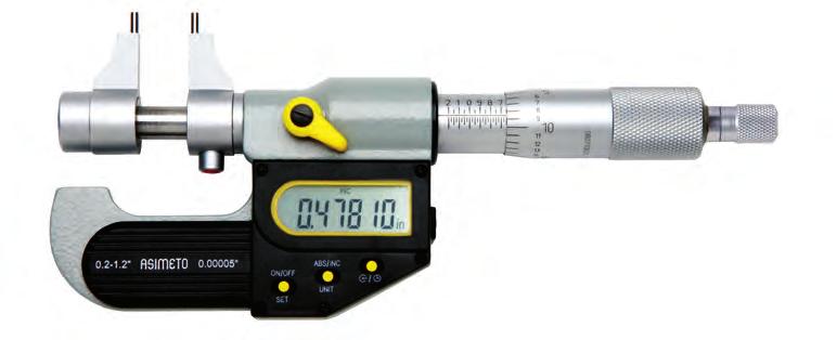 Mesures micrométriques d intérieur Micromètres d intérieur à 2 touches - séries 203/207 Clé à griffe Pile LR44 Résolutions : Modèle digital 0.