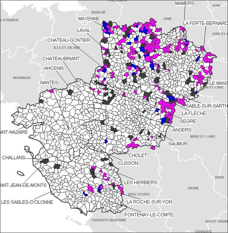 Source : Taxe d aménagement DDT(M) / DREAL des Pays de la Loire 84 communes appliquent des taux de taxe d aménagement différenciés selon le secteur de la commune Les communes ont la possibilité de