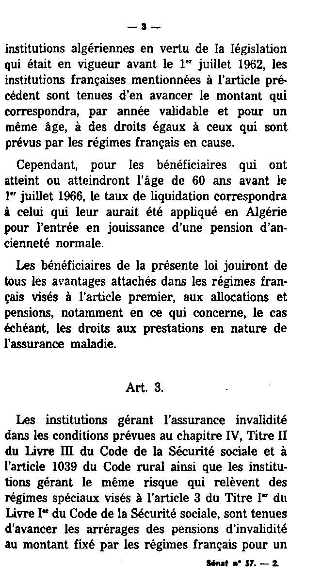 3 - institutions algériennes en vertu de la législation qui était en vigueur avant le 1 " juillet 1062.