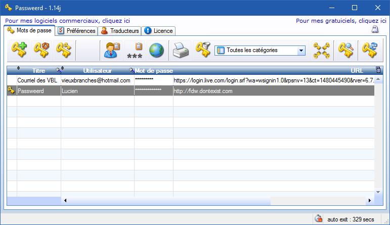 Utilisation de votre gestionnaire Passweerd à partir de l'ordinateur où il a été créé Ouvrez Passweerd en cliquant sur son raccourci ou via Démarrer tous les programmes, etc.