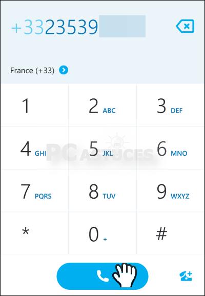 Pour un numéro en France, sélectionnez par exemple l'option France (+33). 9.