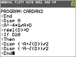 b) On sait que la méthode de Cardan nous donne maintenant dans tous les cas une solution réelle. On peut alors factoriser l expression x px q par identification.