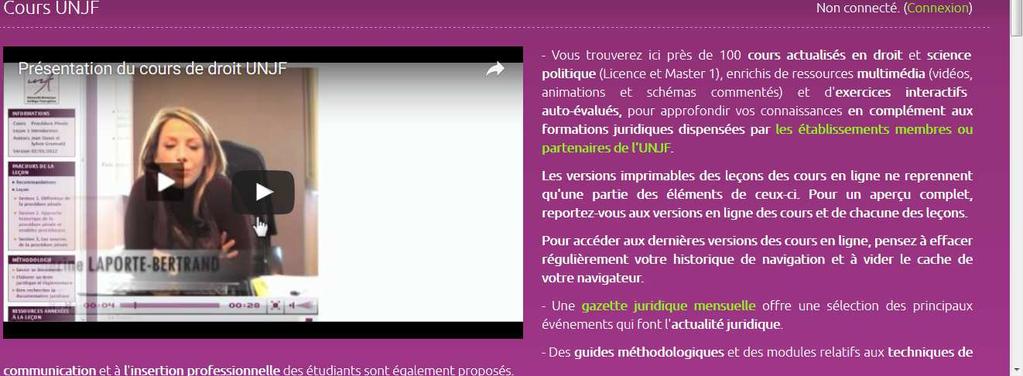 Des cours en libre accès L université juridique francophone, accès réservé aux partenaires mais des