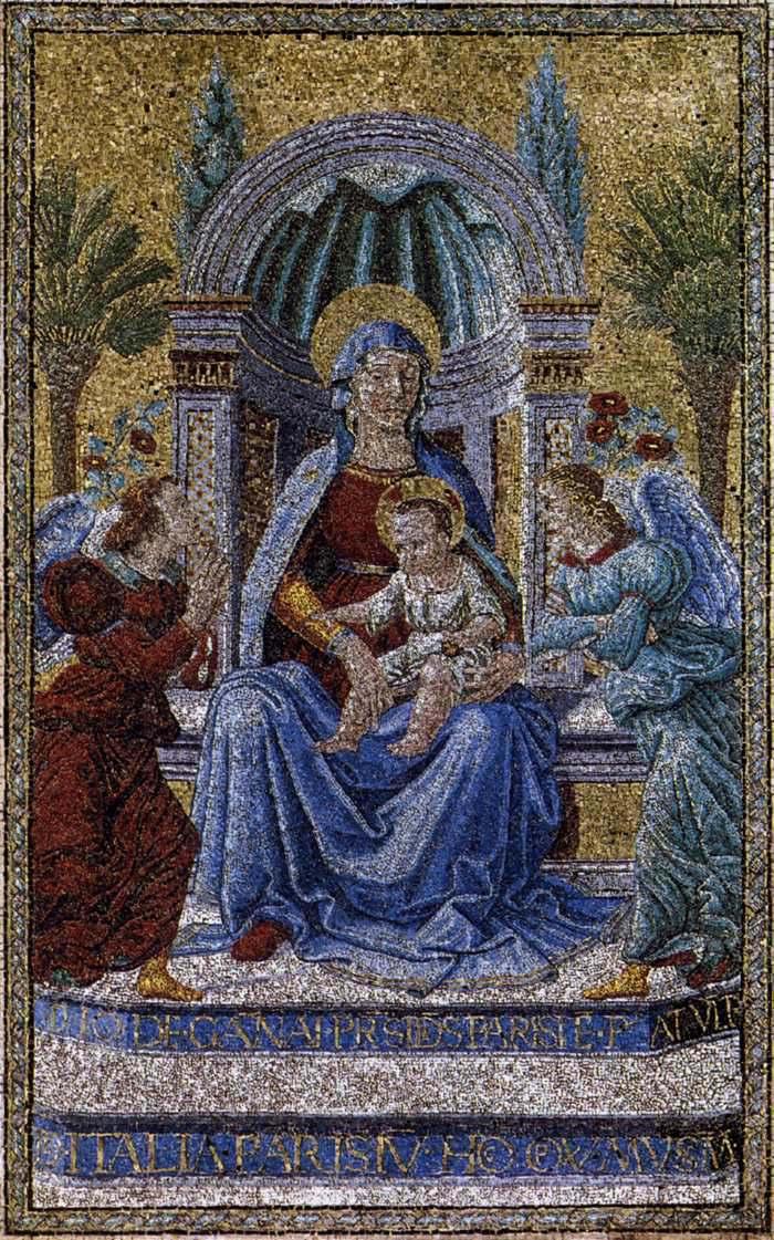9 Fig. 12. Davide Ghirlandaio, Vierge et l'enfant entre deux anges, mosaïque, 130 x 80 cm, Écouen, musée national de la Renaissance.