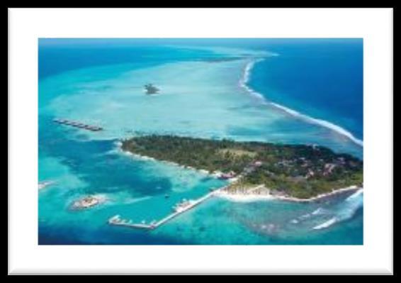 Atolls coralliens bordés de sable blanc, de cocotiers et d'une eau aussi
