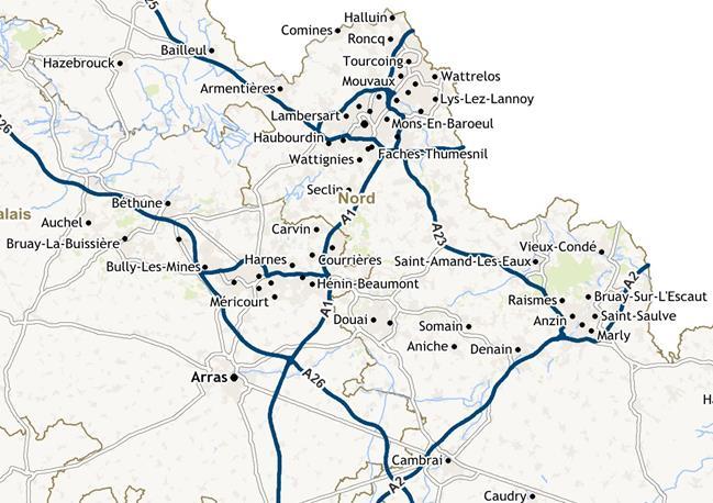 Principales Zones Logistiques en Région Lilloise Zones logistiques historiques Zones logistiques récentes CIT de Roncq Distripole Houplines