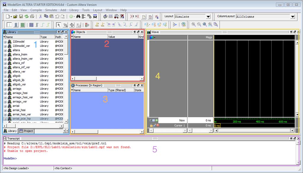 3 ModelSim 6.6d Altera ModelSim 2 est un logiciel de simulation de document de description du matériel (HDL).