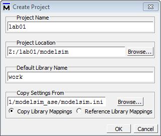 3.3 Utilisation de ModelSim sans passer par Quartus 3.3.1 Création d un projet Pour créer un projet : File New Project.