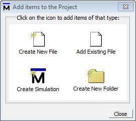 Une fois le projet créé, une fenêtre vous propose d ajouter ou créer un fichier au projet, il faut cliquer sur Add Existing File pour y ajouter le fichier qui a été créé lors de
