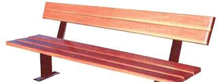 BANC LAURA Banc 5 lames en bois exotique lasurées, longueur: 180 cm, Epaisseur: 35mm Piètement fer plat 50 x 5 mm traitement anti-rouille, laquée (RAL 6005) Prêt à monter. A fixer au sol.