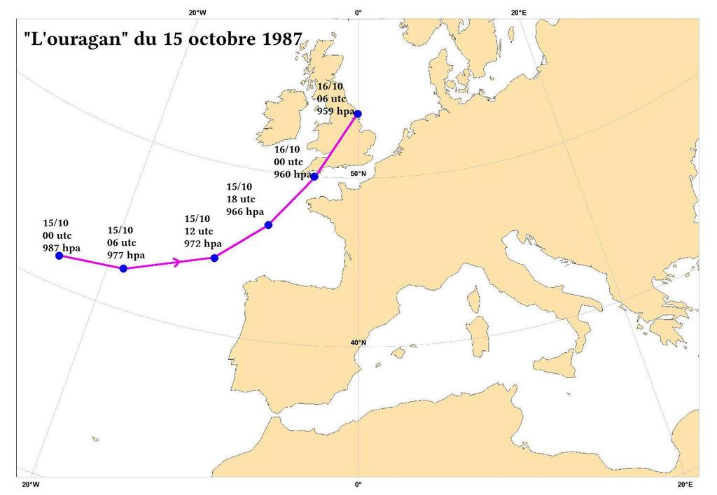 II. Description de la situation météorologique La journée du 15 octobre 1987 et la nuit suivante circulent deux dépressions atlantiques successives remontant du Sud-Ouest.