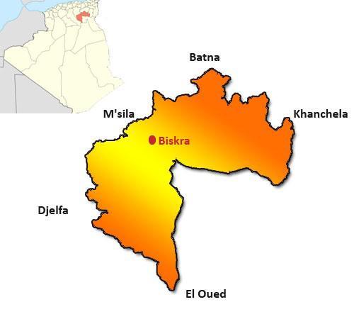 Chapitre 5. Présentation du Cas d étude 1/Présentation de la ville de Biskra 1-1/ Situation géographique et administrative : La wilaya de Biskra est située au sud - est de l'algérie.