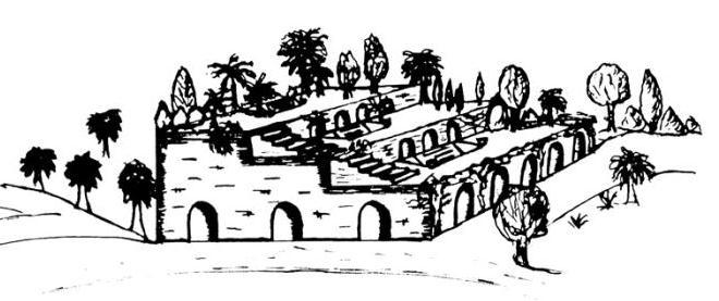 Chapitre 2. Les jardins publics : Art de faire et conception Figure 2. 1 : Représentation imaginaire d une partie des jardins suspendus du Babylone Source : Larcher.J et Gelgon.