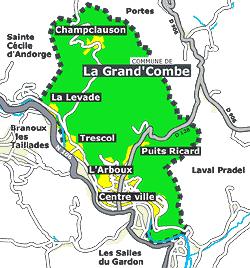 Situation Géographique/Historique LA COMMUNE ET SES QUARTIERS La Grand Combe est une commune située dans le département du Gard (région du Languedoc Roussillon).
