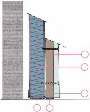 Doublage sur ossature indépendante Rw Isolement db 70 65 60 55 50 45 40 2 5 4 3 1 Réaliser une ossature (1) fixée au sol et au plafond sans contact avec le mur à doubler.