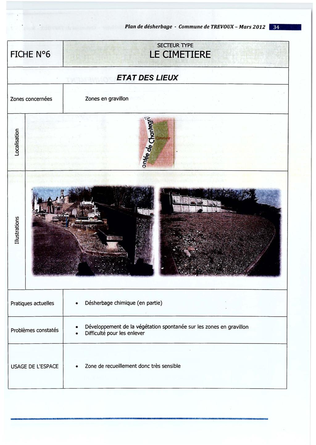 Plan de désherbage - Commune de TREVOUX- Mars 2012 - SEcrEUR TYPE LE CIMETIERE ETAT DES LIEUX Zones concernées Zones en gravillon c: 0 :.:::; ro.!!! Vl c: 0 :.:::; ti ::s.